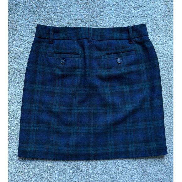 Eddie Bauer Wool Blend Tartan Plaid Mini Skirt Blue / Green Womens Petite Sz 6P - Picture 2 of 8